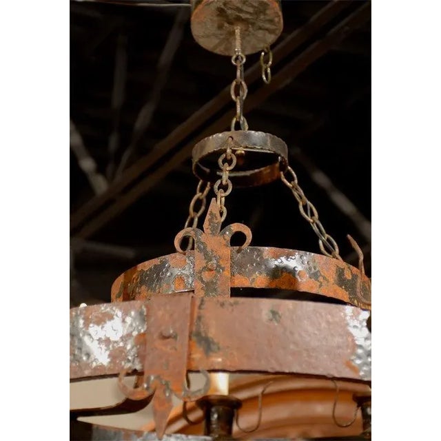 19th Century French Black Iron Chandelier With Fleur De Lis Design For Sale In Atlanta - Image 6 of 9