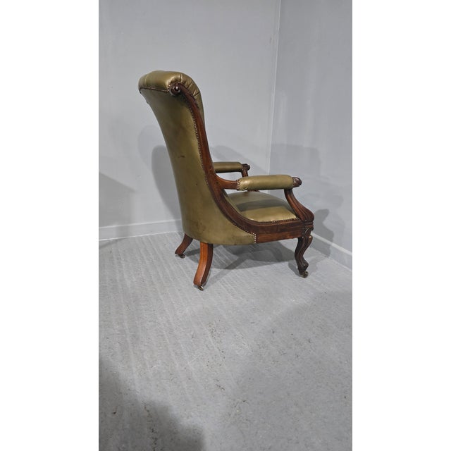 Early 19th Century Outstanding Leather Library Chair, 1810 For Sale - Image 5 of 11