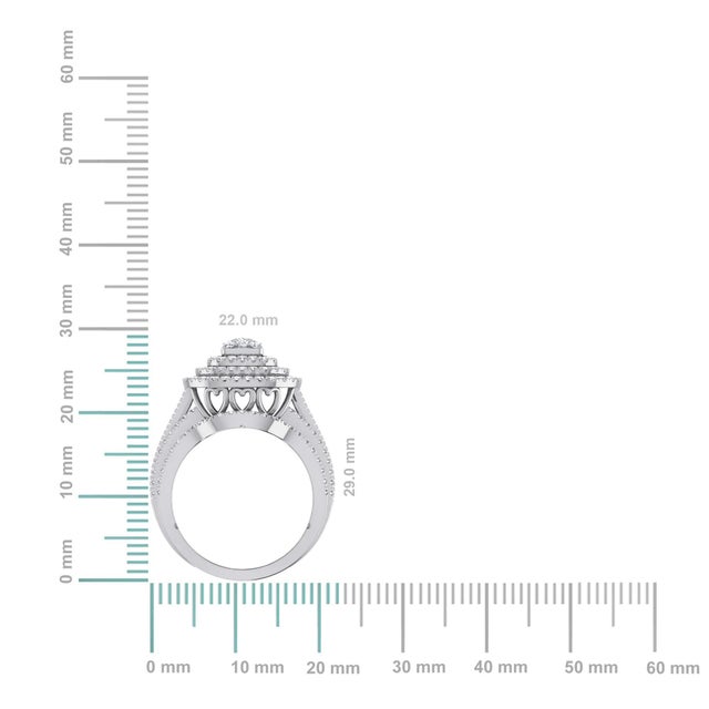 This 10K White Gold Round Diamond Square Shape Designer Womens Ring SZ 7 1-5/8 Cttw is a refined diamond ring crafted in...
