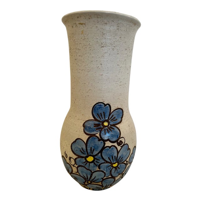 Large Painted Italian Ceramic Vase or Umbrella Cane Holder For Sale