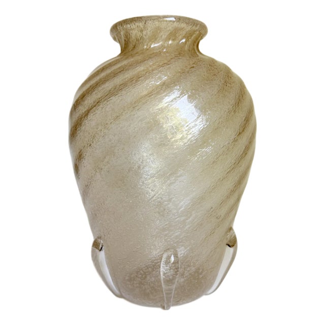 14" Murano Champagne Ribbon Vase, Attributed, Mid 20th Century For Sale