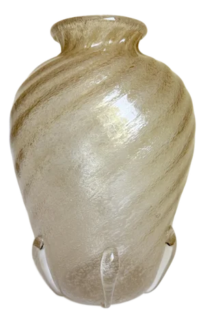 14" Murano Champagne Ribbon Vase, Attributed, Mid 20th Century