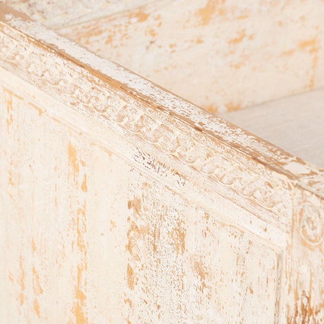 19th Century Swedish Antique White Painted Pine Gustavian Bench With Griffins For Sale - Image 11 of 17