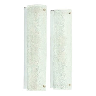 Mid-Century Modern Tubular Murano Glass Wall Lights from Hillebrand, Germany, 1970s, Set of 2 For Sale