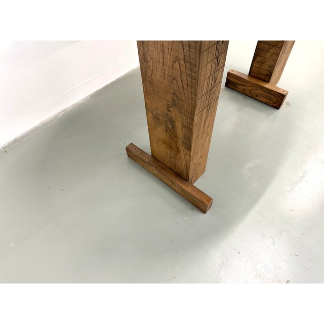 Oval Table with T-Shaped Legs in Oak, France, 1990s For Sale - Image 12 of 18