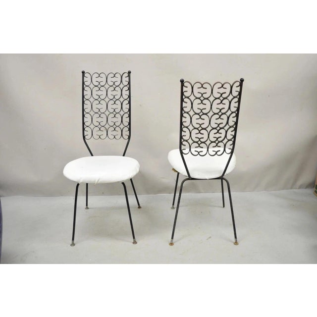 Vintage Mid Century Modern Salterini Umanoff Style Iron Scroll Side Chairs, Pair For Sale - Image 12 of 12