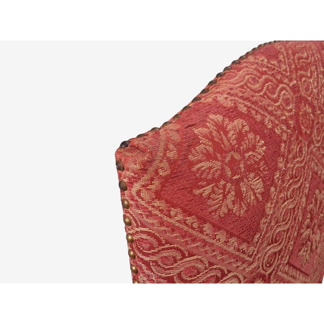 Baroque Style, Large Armchairs, Carved Wood, Red Damask, England, 1920s For Sale - Image 14 of 16