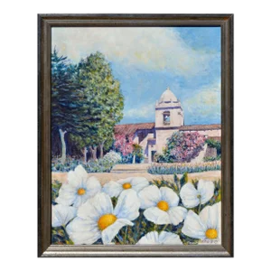 Vintage Carmel Mission Landscape With Flowers by Virginia Francesca Fry
