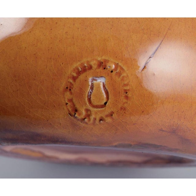 1960s Floor Vase in Ceramic with Narrow Neck in Ochre Yellow Glaze, Biot, France, 1960s For Sale - Image 5 of 8