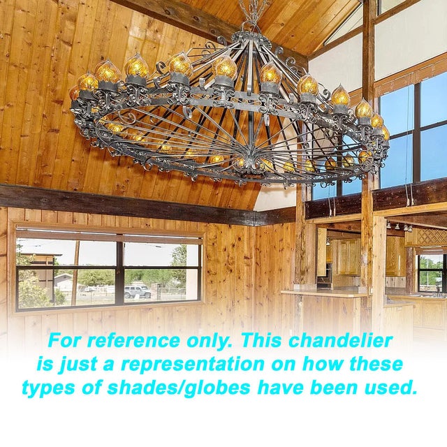 Metal Vintage Wrought Iron and Hand Blown Glass Lamp Shades/Globes - a Pair For Sale - Image 7 of 7