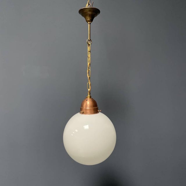 Opaline Glass Bulb Lamp with Copper Furrant For Sale - Image 18 of 18