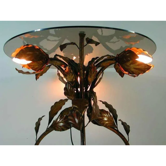 Italian Bronzed Metal & Tinted Glass Illuminated Coffee or Side Table, 1950s For Sale - Image 6 of 10