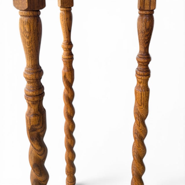 Traditional Vintage Solid Oak Barley-Twist Plant Stand For Sale - Image 3 of 16