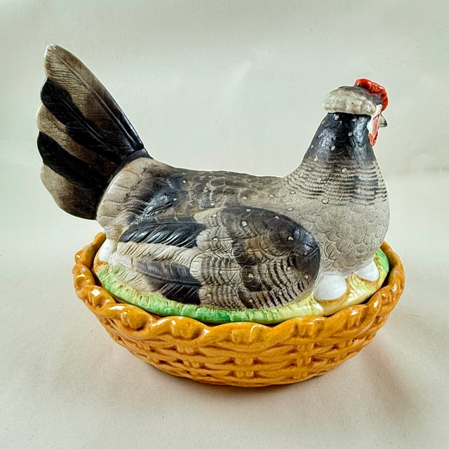 Staffordshire Staffordshire Hand-Painted Hen on Nest of Eggs Tureen For Sale - Image 4 of 12