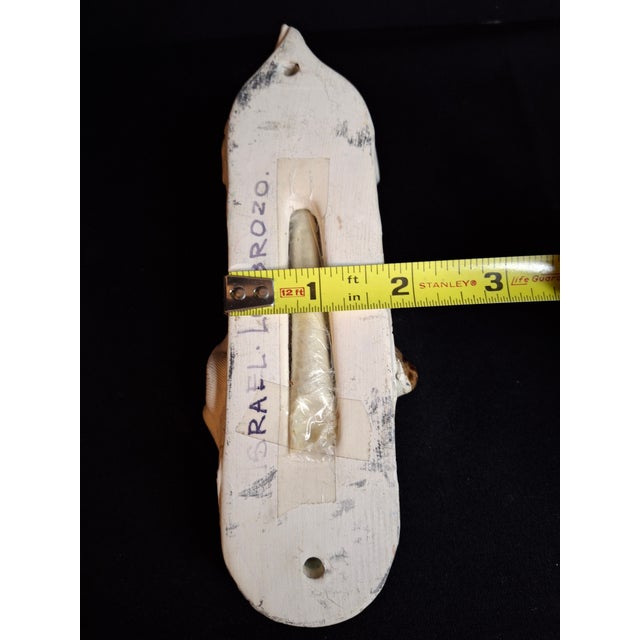 Vintage Israel Lombrozo Studio Ceramic Mezuzah Case Fiddler on Roof Clay Judaica For Sale - Image 11 of 12