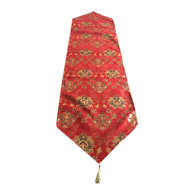 Authentic Turkic Motif Red Table Runner For Sale