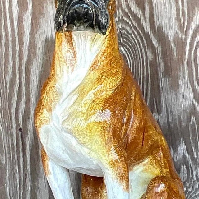 Vintage Boho Italian Glazed Ceramic Boxer For Sale - Image 4 of 13