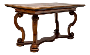 Baroque Style Dining Table with Marquetry Scene, Late 19th Century