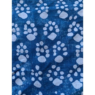 Soane Britain Paw Print Blue Fabric Remnants For Sale