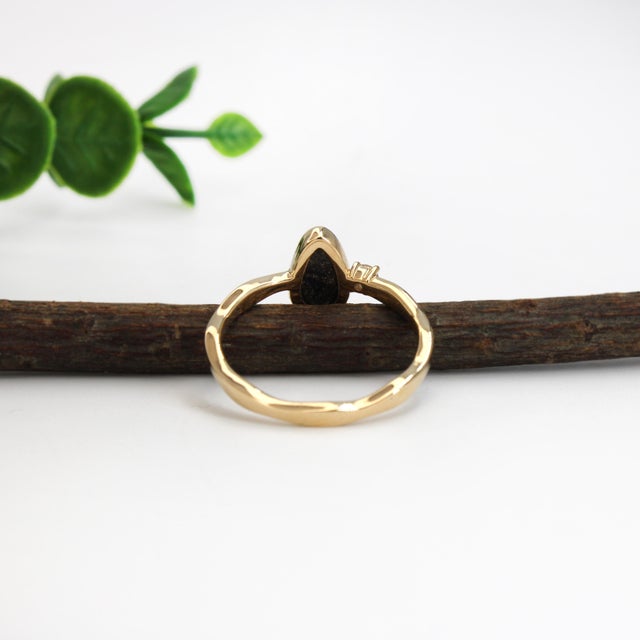 Australian Boulder Opal Ring With a Diamond Accent in Solid 14k Yellow Gold, Size 6.75 For Sale In Columbus - Image 6 of 9