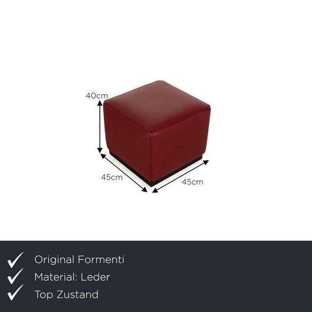 Modern Set of Formenti Wave Leather Armchairs in Red with Stool For Sale - Image 3 of 11