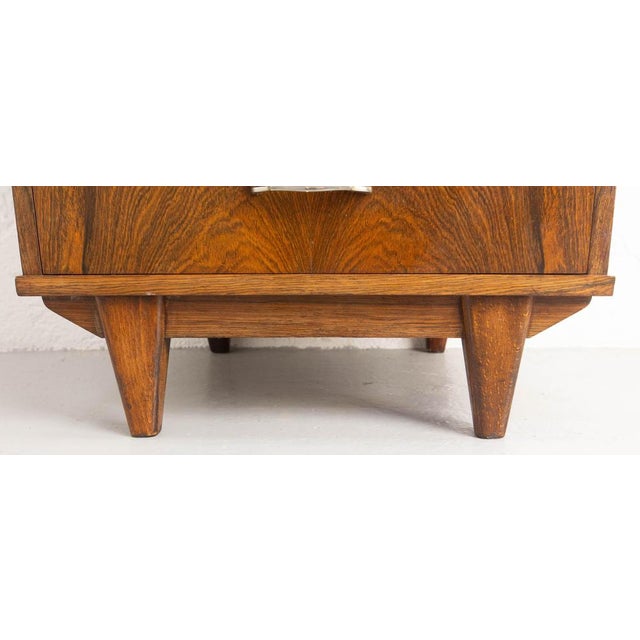 Brown French Commode or Chest of Drawers in Veneered Rosewood, 1960s For Sale - Image 8 of 12