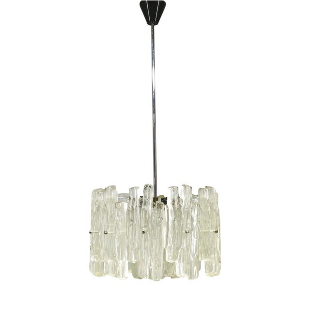 Austrian Textured Glass Pendant Light attributed to J.T. Kalmar, 1960s For Sale