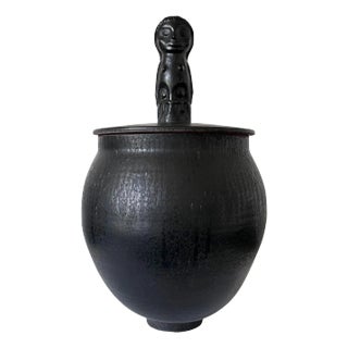 Large Early Glazed and Sculpted Ceramic Vessel by Mary and Edwin Scheier For Sale