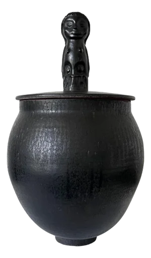Large Early Glazed and Sculpted Ceramic Vessel by Mary and Edwin Scheier