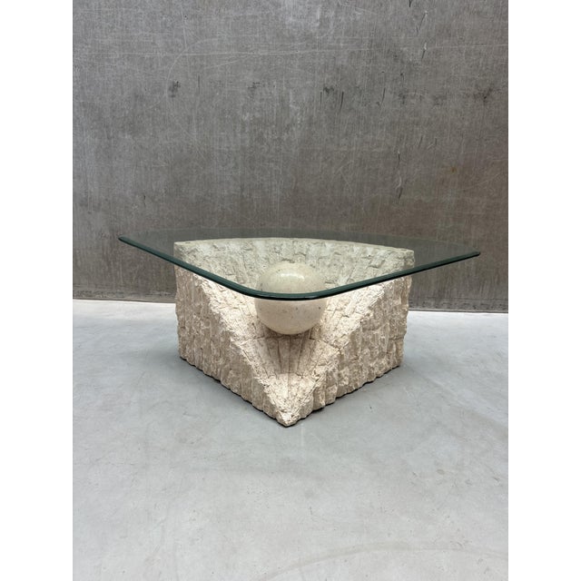 Glass Magnussen Ponte Coffee Table in Travertine and Mactan Stone For Sale - Image 7 of 7