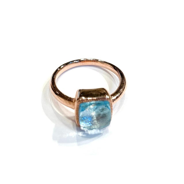 Classic Italian Bochic “Capri” Blue Aquamarine Ring Set In 18K Gold & Silver Natural Aquamarine - 2.50 carats This Ring is...