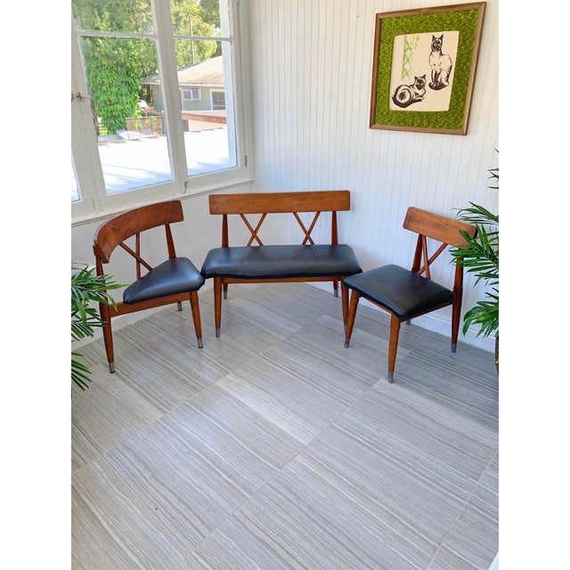 Mid Century Dining Bench Corner Banquette Chairs 3 Pieces Chairish