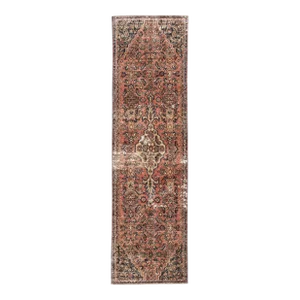 Vintage Persian Distressed Handmade Red Floral Wool Runner