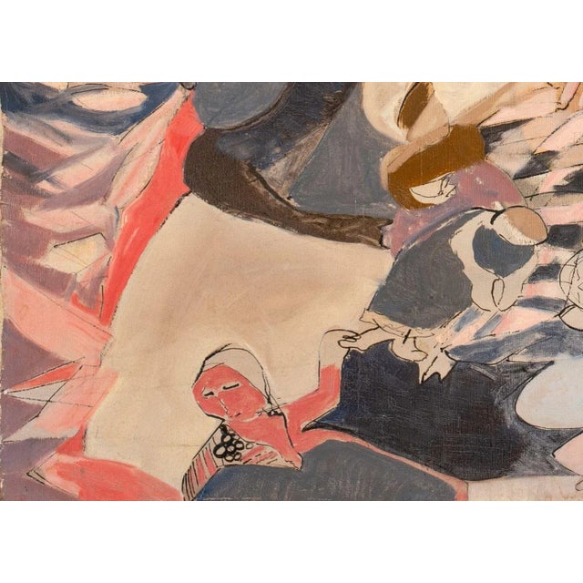 Late 20th Century Eva Bouzard-Hui Abstract Figural Composition Oil For Sale - Image 5 of 8