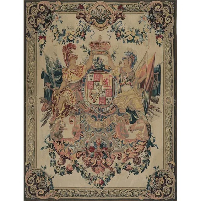 Beige Contemporary 17th Century Tapestry Recreation “Armes De Guillaume Et Marie” - 5'9"×7'8" For Sale - Image 8 of 8