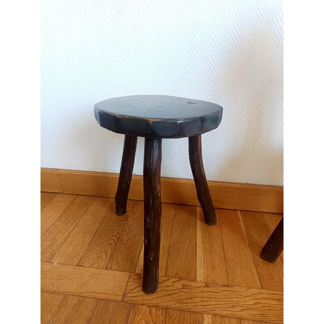 Brutalist Wooden Tripod Stool, 1950s For Sale - Image 9 of 9