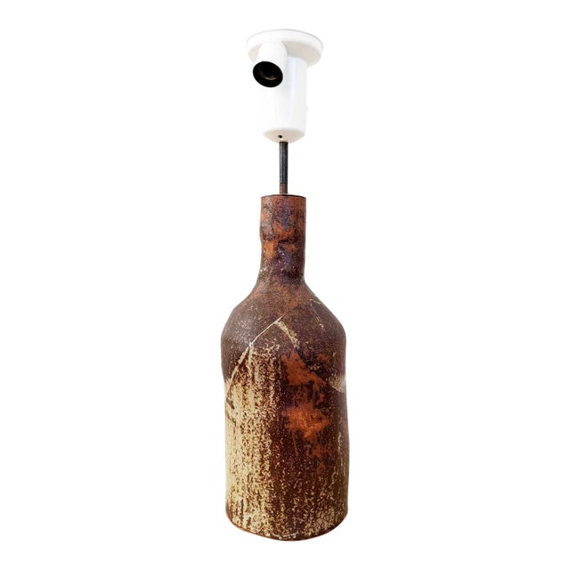 Brutalist Postmodern Mid-Century Modern Ceramic Handmade Lamp 70s, 3 Lights For Sale