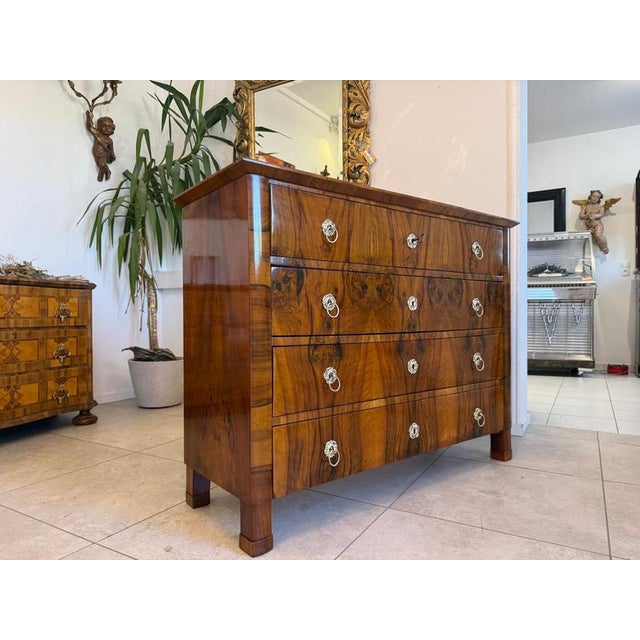 Antique Biedermeier Walnut Veneered Chest of Drawers For Sale - Image 5 of 14