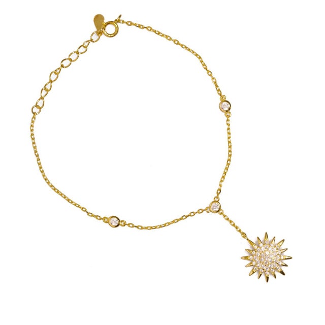 Diamond & Gold Sun Fashion Style Hand Bracelet For Sale In Miami - Image 6 of 7