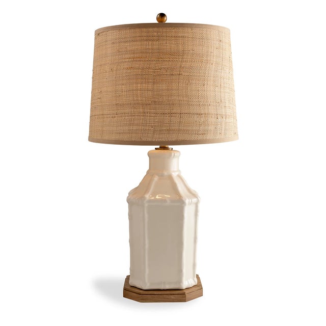 Port 68 Amelia Cream Bamboo Birdcage Lamp with Raffia Shade For Sale - Image 4 of 5