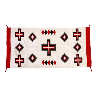 Vintage White Navajo Style Wall Hanging Rug For Sale