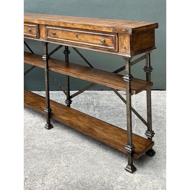 Vintage Stanley Wood and Iron Console Table For Sale - Image 10 of 17