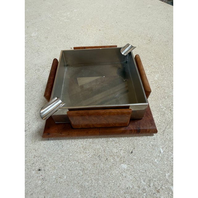 Wood Vintage Trussardi Wood & Metal Desk Accessories Set For Sale - Image 7 of 13