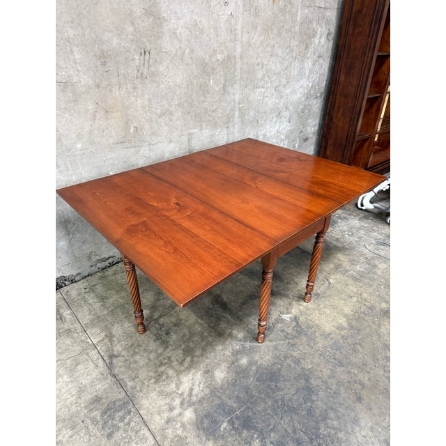 Antique American Sheraton Cherry Drop Leaf Dining Table Rope Twist Legs 1830s For Sale - Image 10 of 11