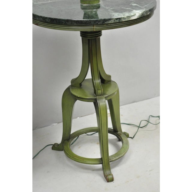 Mid 20th Century Hollywood Regency Tommi Parzinger Style Green Marble End Table Floor Lamp - Pair For Sale - Image 17 of 18