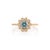VR Jewels 14k Yellow Gold Aquamarine & Diamond Vintage Sunburst Halo Ring Size 6.5 For Sale - Image 4 of 18