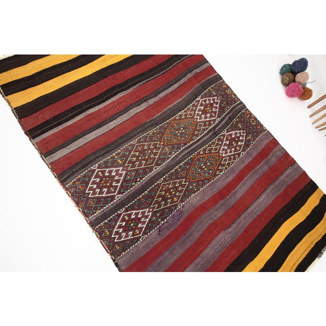Wool & Cotton Kilim Rug For Sale - Image 5 of 15