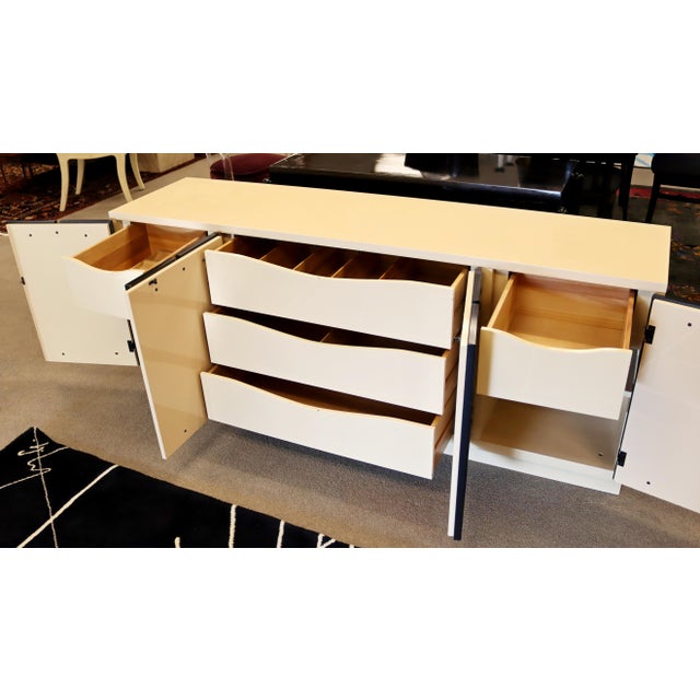 Contemporary Modern Henredon Laminate Credenza Sideboard Black Trim