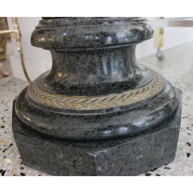 Stone Antique 42" Green Marble Pedestal Italian For Sale - Image 7 of 11