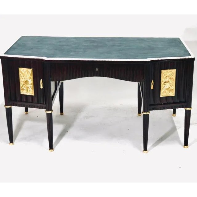 Rare Art Deco Gilt Floral Desk After Ruhlman-Exotic Wood Finish, Gilt Carvings, Circa 1930s for a Co For Sale In West Palm - Image 6 of 6